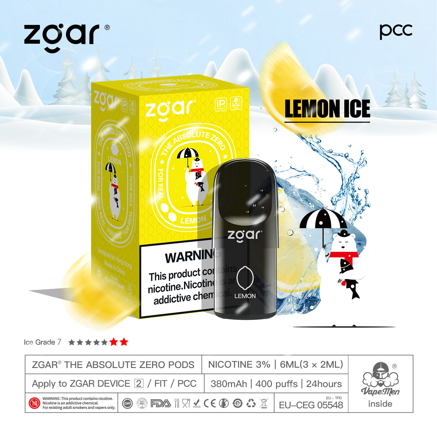 正品新款冰熊6.0 PLUS(4/5/6/7代杆通用) (3粒)冰柠檬