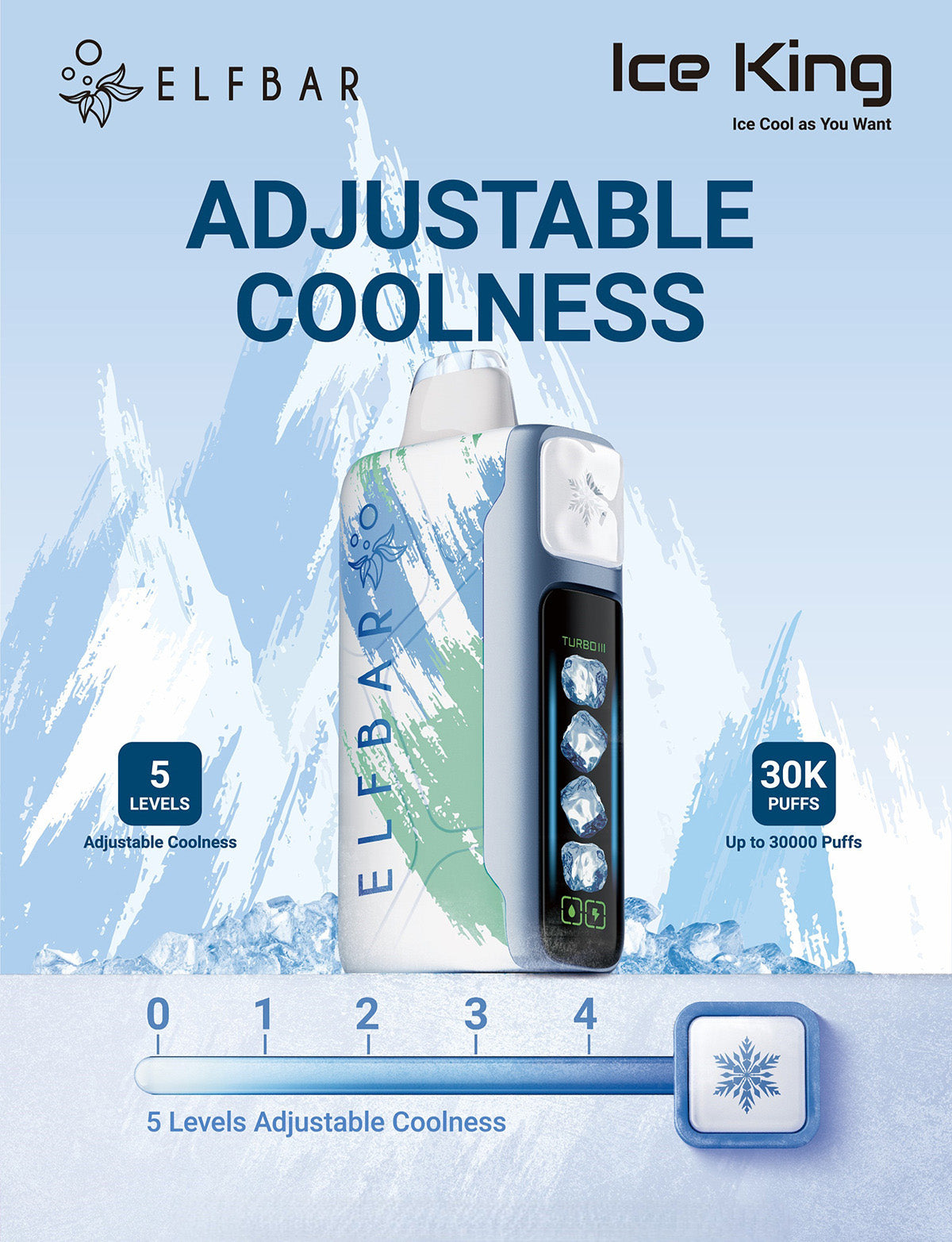 正品ELFBAR ICE KING 30000口-五档冰度调节一次性电子烟-多口味可选